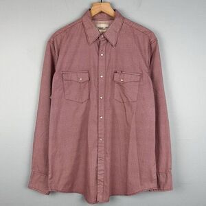Wrangler Wrancher Western Pearl Snap Shirt Red Geometric Polka Dots Size Large L